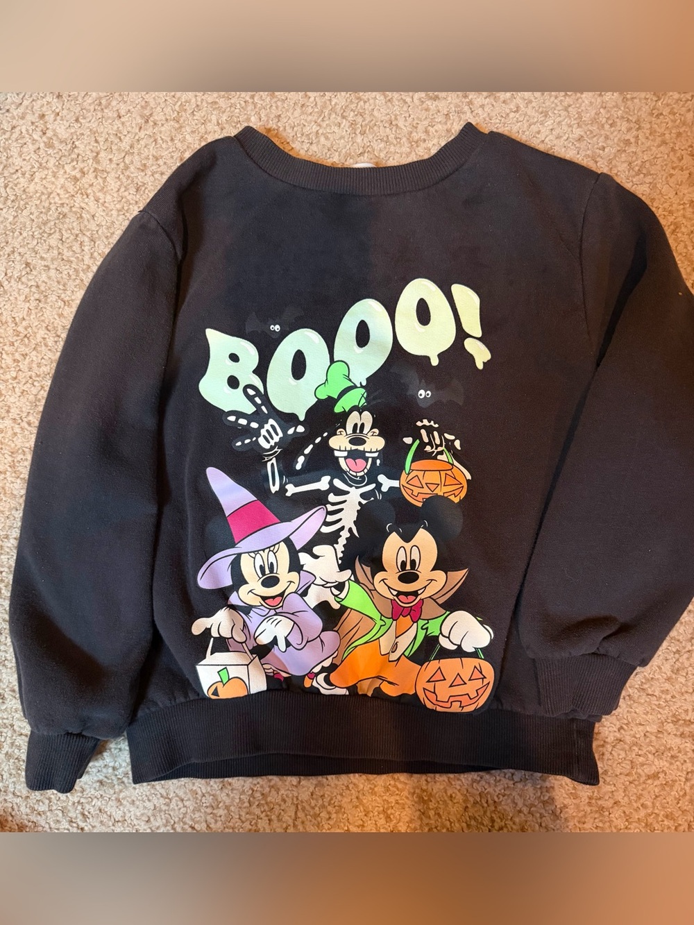 Disney Kids Black Halloween Sweatshirt with Mickey & Minnie